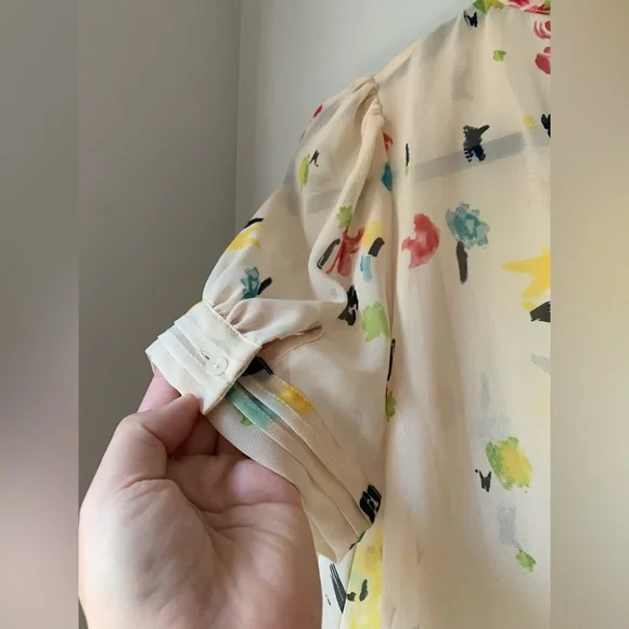 Anthropologie Pins and Needles Watercolor Chiffon Blouse size M - Picture 8 of 11